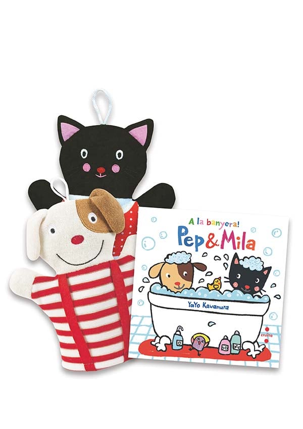 Portada del producto:  Pep i Mila. Lot A la banyera! Llibre + manyoples