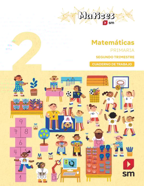 Portada del producto:  Cuaderno de Matemáticas. 2 Primaria. 2 Trimestre. Matices
